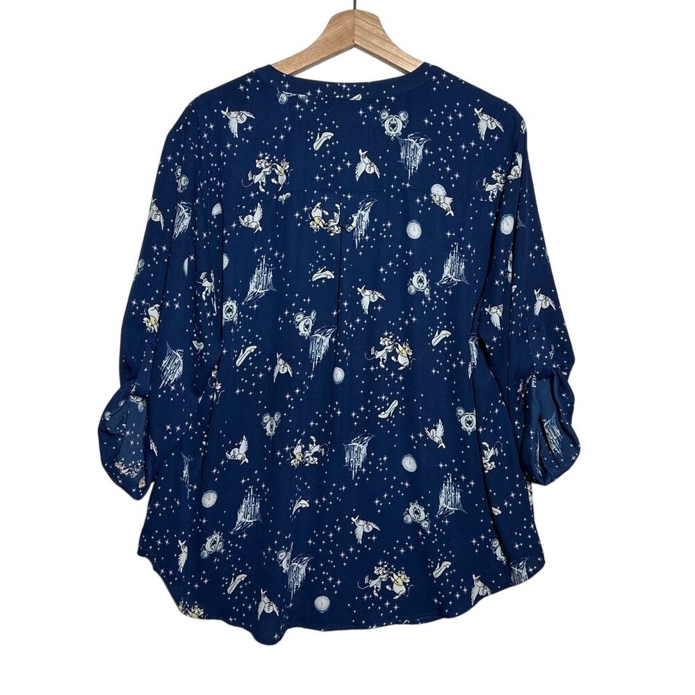 Torrid Disney Cinderella Princess Harper Blouse Blue Castle Chiffon Sz 1 / 1X - Picture 9 of 12